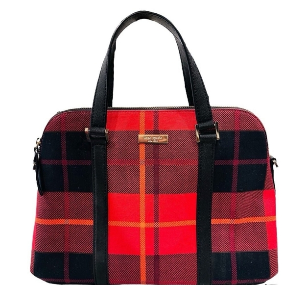KATE SPADE NEWBURY RED TARTAN PLAID TOP HANDLE CROSSBODY RACHELLE SATCHEL (EUC) - Picture 1 of 10